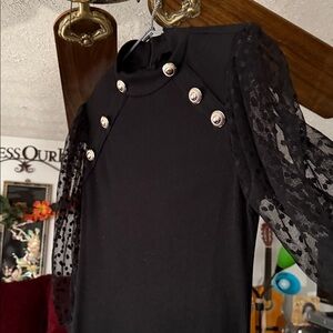 SHEIN Black Maxi Dress with Lace Sleeves